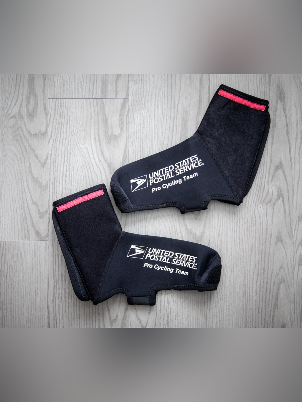 United States Postal Service Pro Cycling Team Black Overshoes with Pink Accent